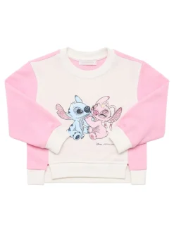 Felpa in misto cotone con stampa Stitch