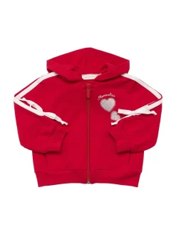 Felpa in misto cotone con zip e cappuccio