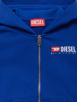 Felpa in misto cotone con zip e cappuccio