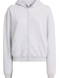 Felpa in misto cotone / zip e cappuccio