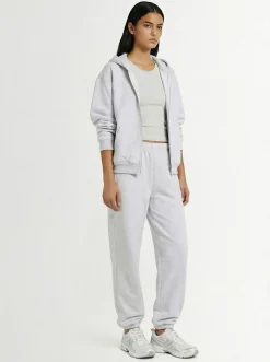 Felpa in misto cotone / zip e cappuccio