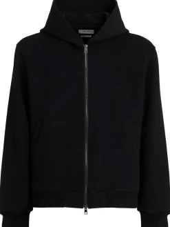 Felpa in misto lana con zip e cappuccio