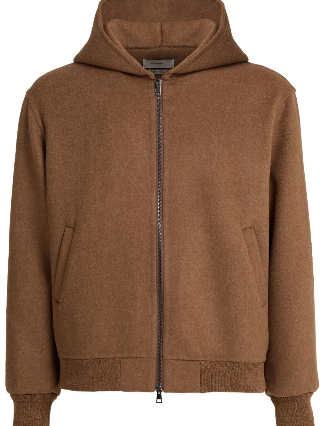 Felpa in misto lana con zip e cappuccio