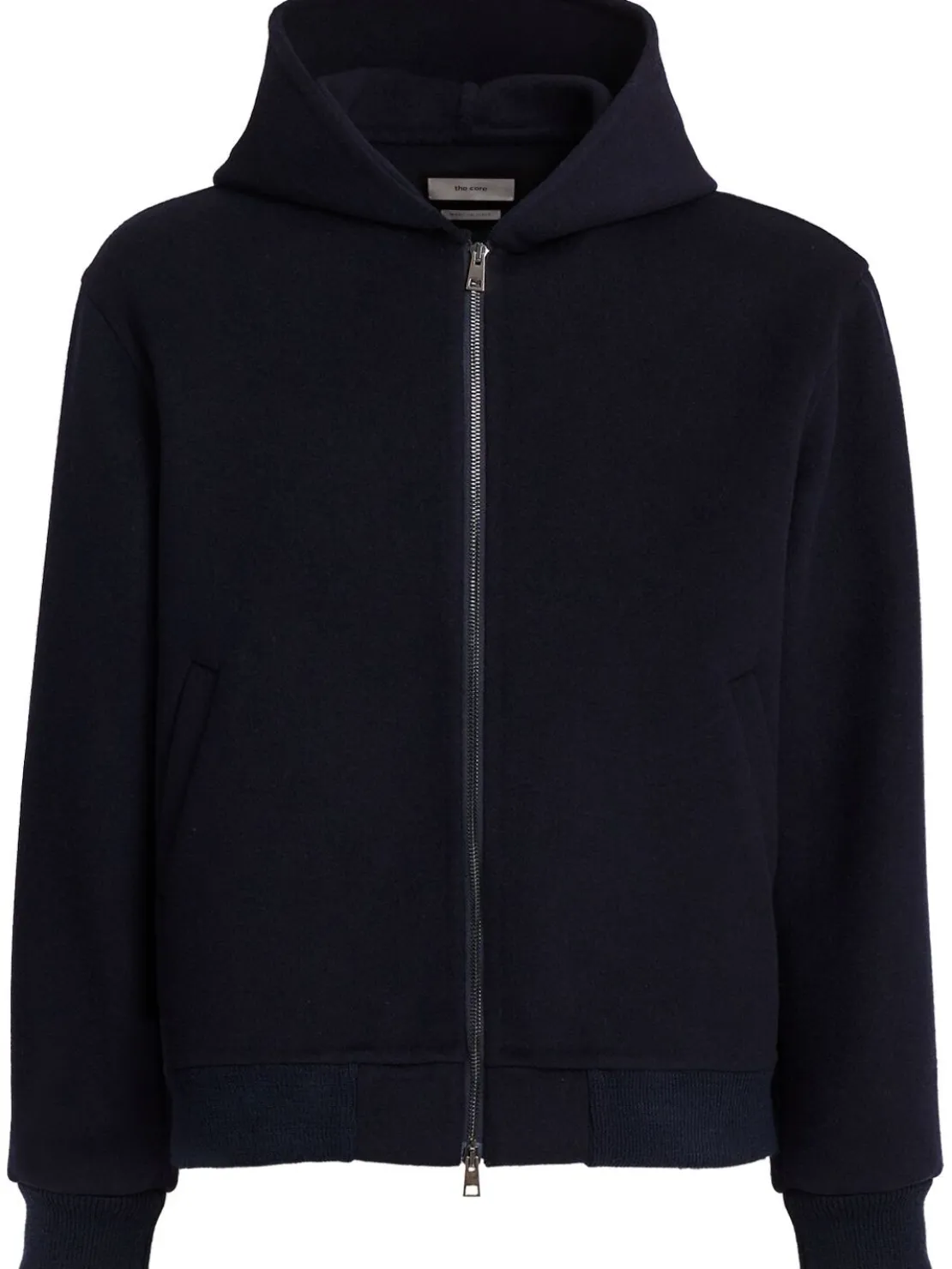 Felpa in misto lana con zip e cappuccio