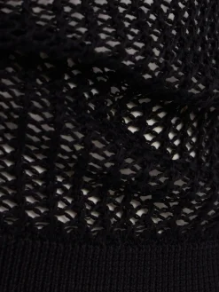 Fishnet linen & cotton tank top
