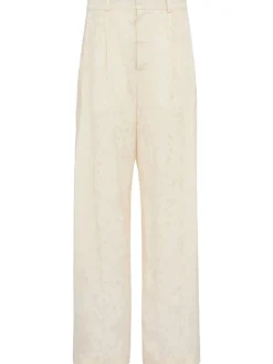 Floral jacquard wide pants