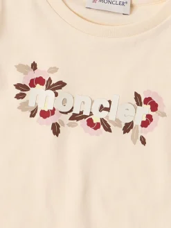 Floral logo print cotton blend t-shirt