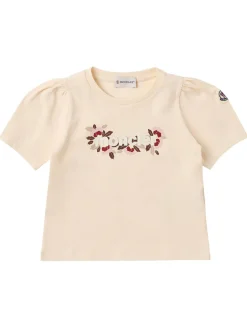 Floral logo print cotton blend t-shirt