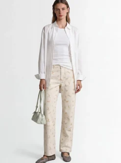 Floral printed straight jeans