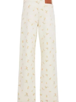Floral printed straight jeans