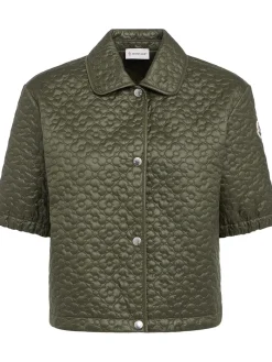 Floral quilted padded shirt jacket