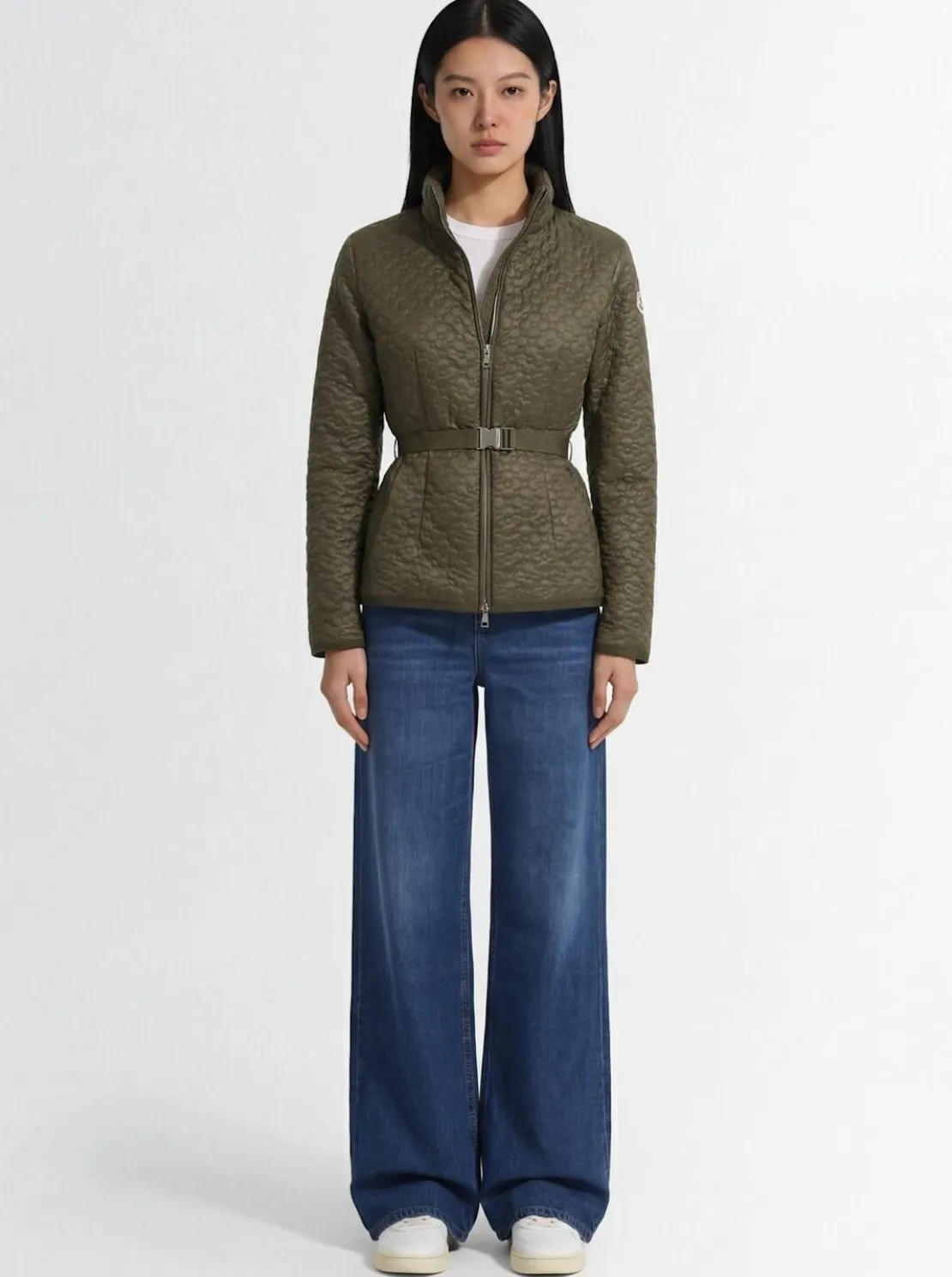 Geranium quilted nylon down jacket