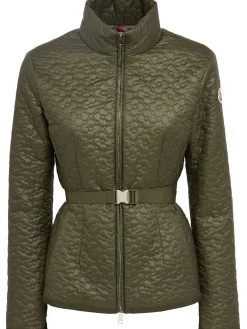 Geranium quilted nylon down jacket