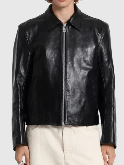 Giacca biker in pelle tinta