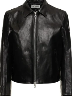 Giacca biker in pelle tinta