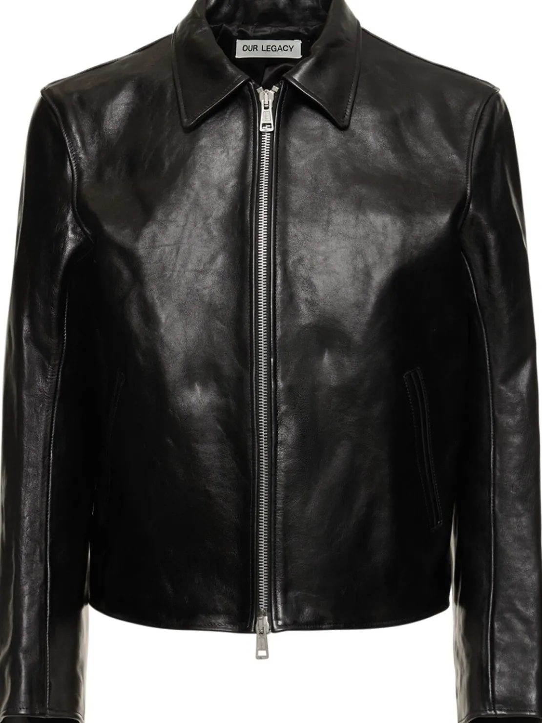 Giacca biker in pelle tinta