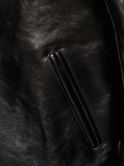 Giacca biker in pelle tinta