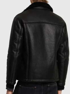 Giacca cerata con shearling