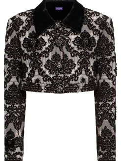 Giacca cropped floccata con perline