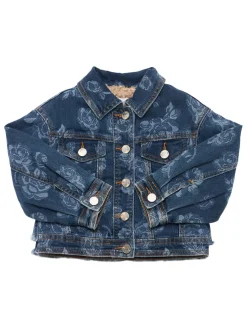 Giacca in denim di misto cotone stampato