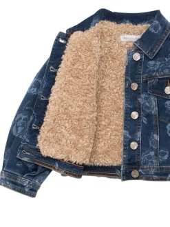 Giacca in denim di misto cotone stampato