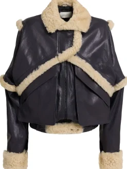 Giacca in pelle e shearling