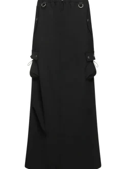 Gonna cargo sartoriale in misto fresco lana