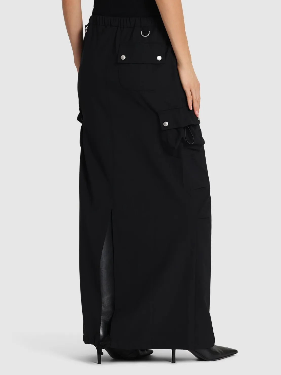 Gonna cargo sartoriale in misto fresco lana