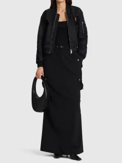 Gonna cargo sartoriale in misto fresco lana