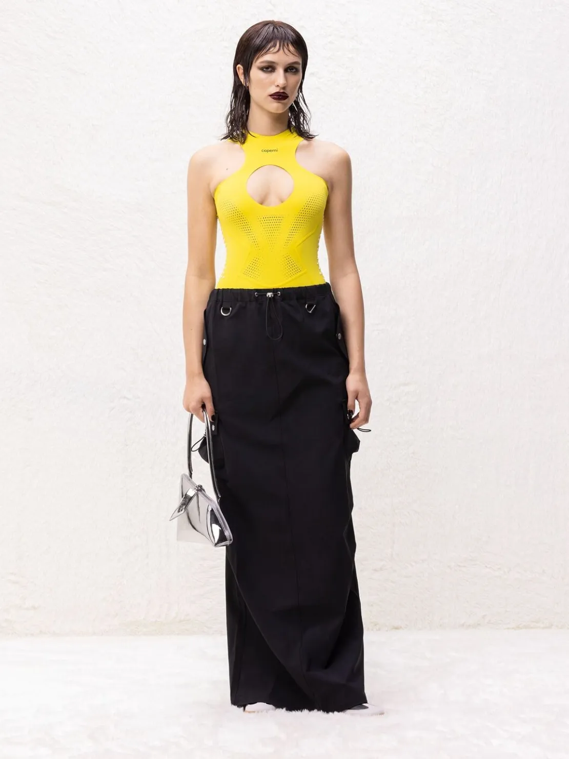 Gonna cargo sartoriale in misto fresco lana