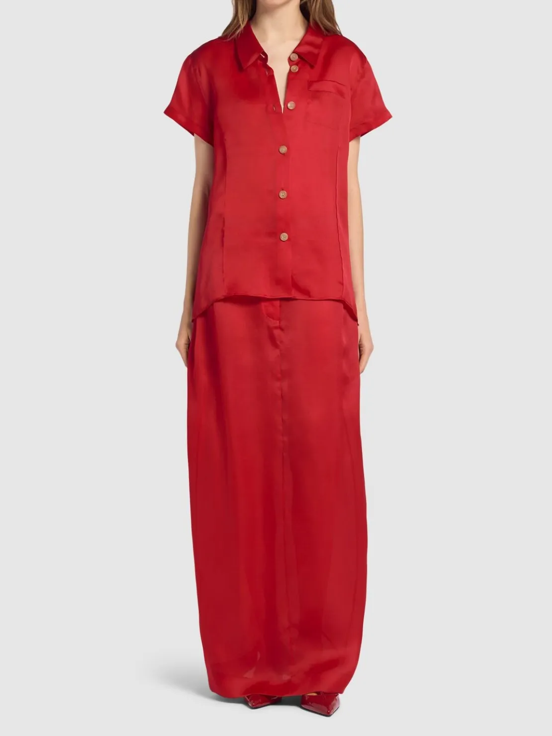 Gonna lunga Lucian in organza di seta