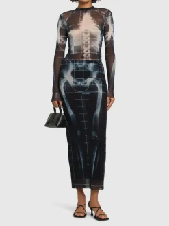 Gonna lunga Squeletor in mesh stampa