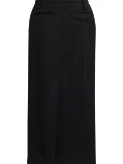 Gonna maxi in twill di misto lana a vita bassa