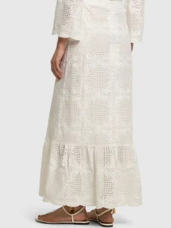Gonna midi in voile di misto cotone
