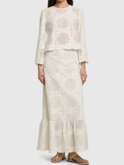 Gonna midi in voile di misto cotone