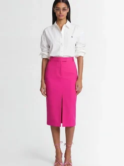 Gonna pencil in gabardina di lana stretch