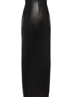 Gres leather a-line midi skirt
