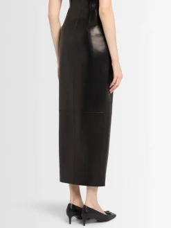 Gres leather a-line midi skirt