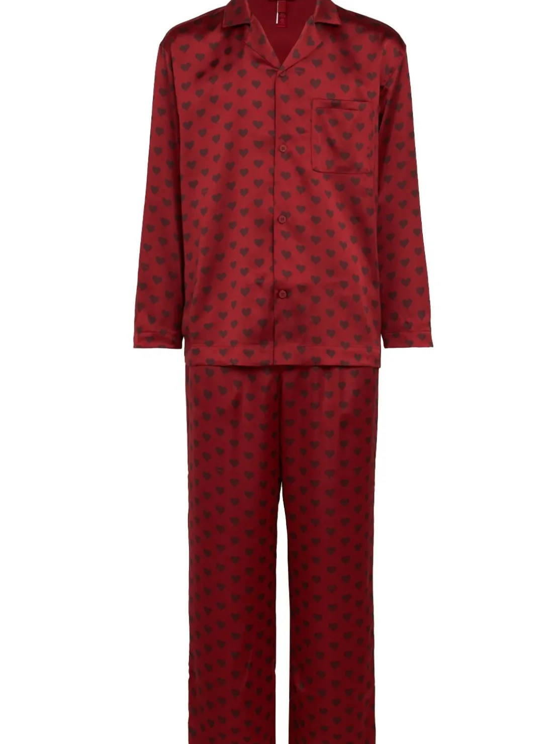 Hearts sateen pajama shirt & pants set