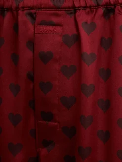 Hearts sateen pajama shirt & pants set