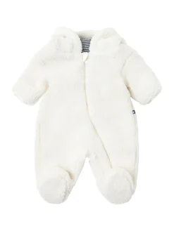 Hooded nylon puffer romper
