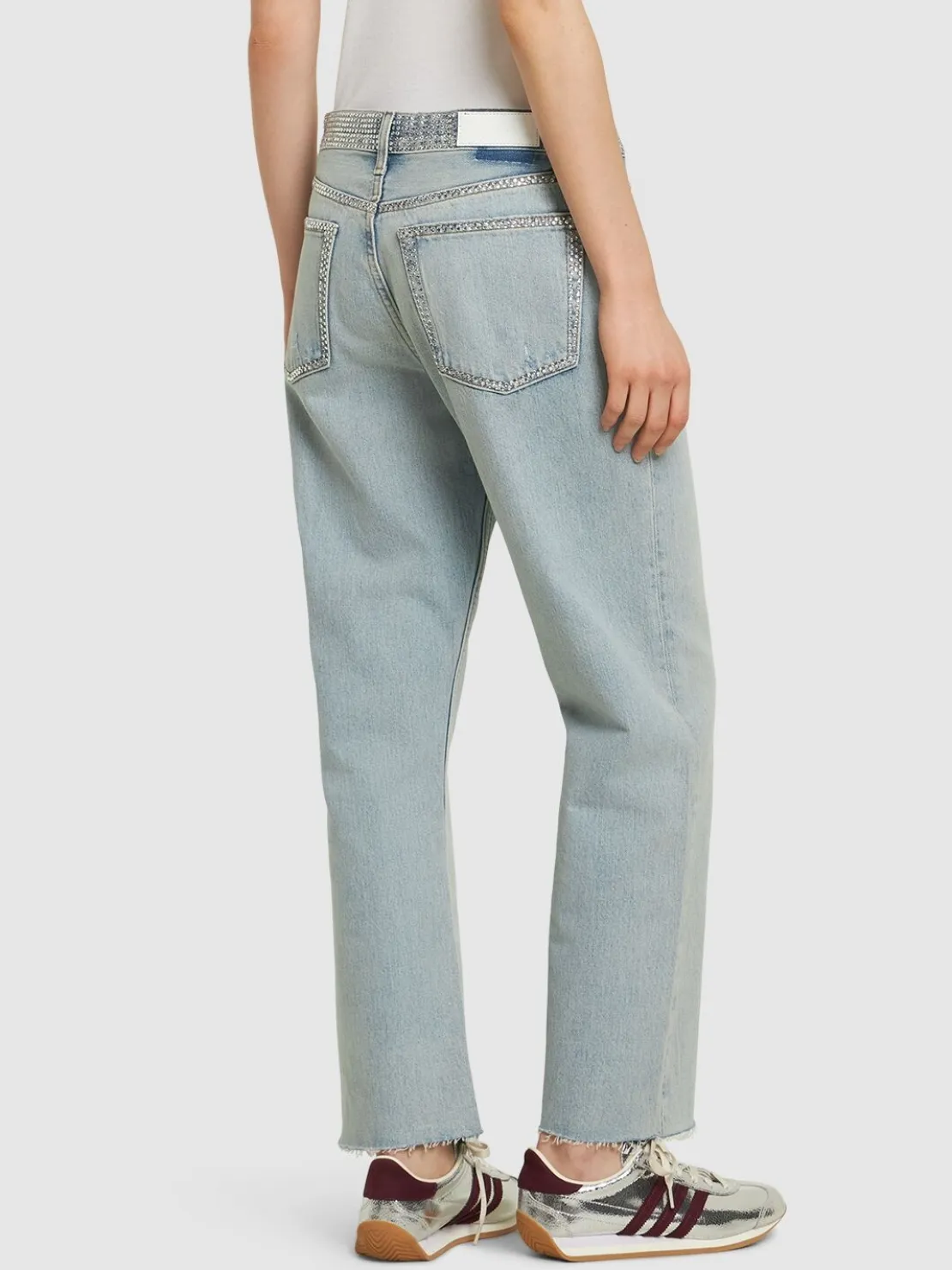 Jeans dritti cropped con decorazioni