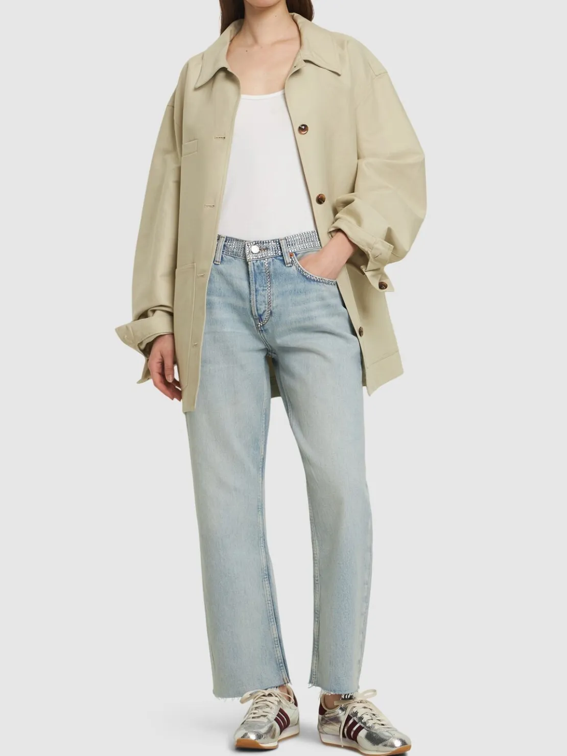 Jeans dritti cropped con decorazioni