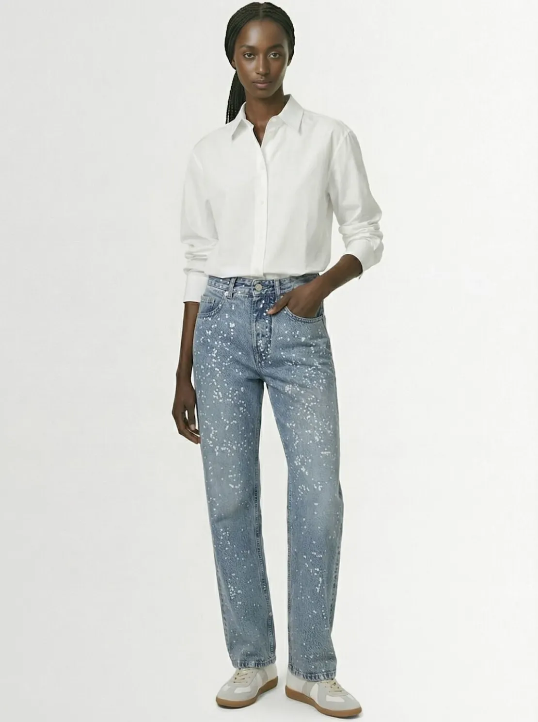 Jeans dritti in denim con decorazioni