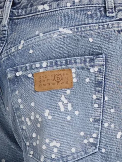 Jeans dritti in denim con decorazioni
