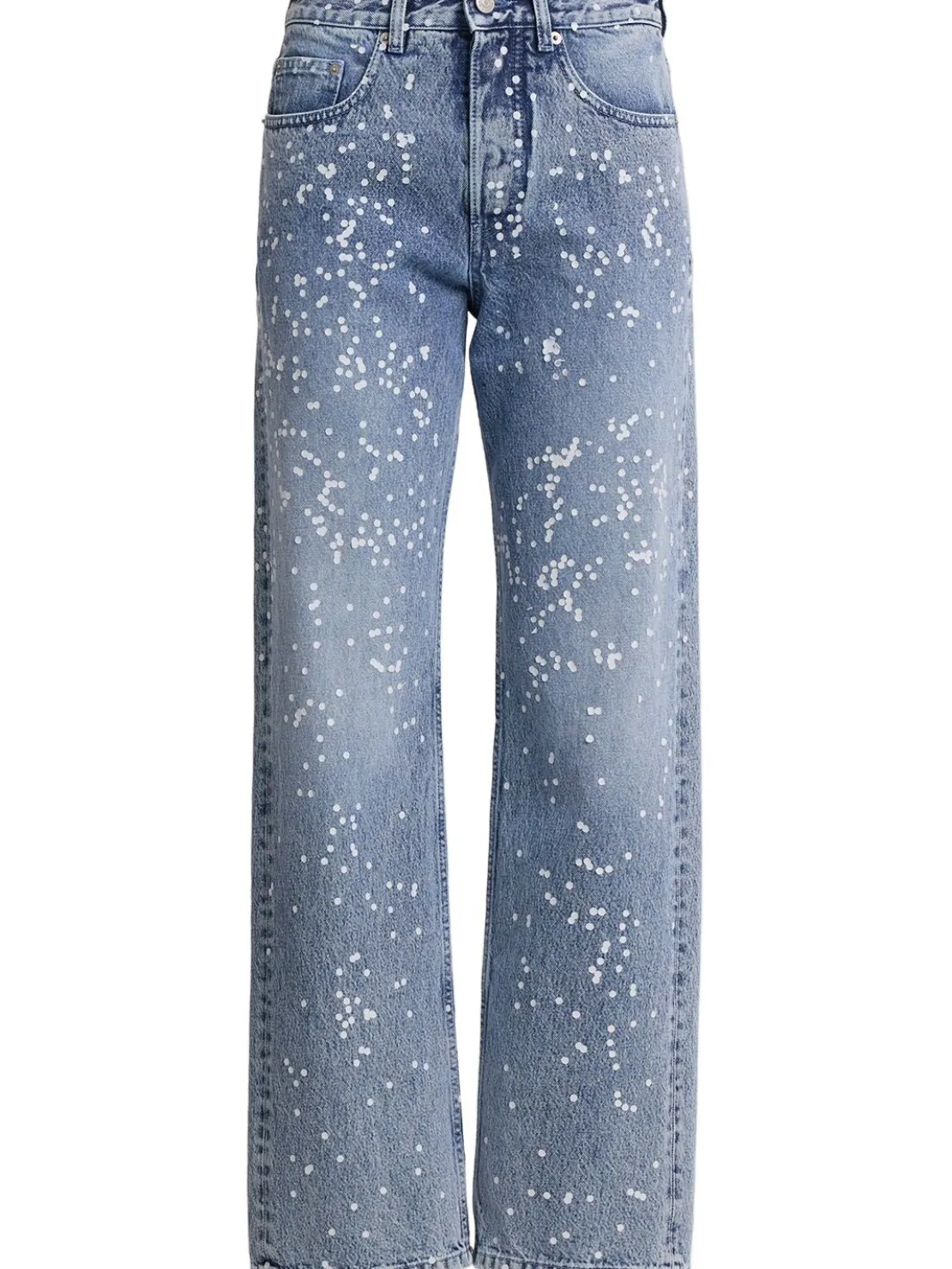 Jeans dritti in denim con decorazioni