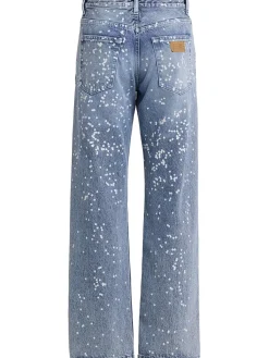 Jeans dritti in denim con decorazioni