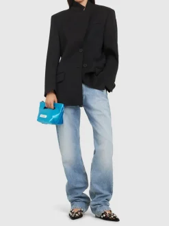 Jeans dritti in denim spalmato