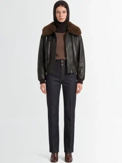 Jeans dritti vita alta in denim