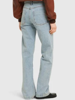 Jeans dritti vita media in denim
